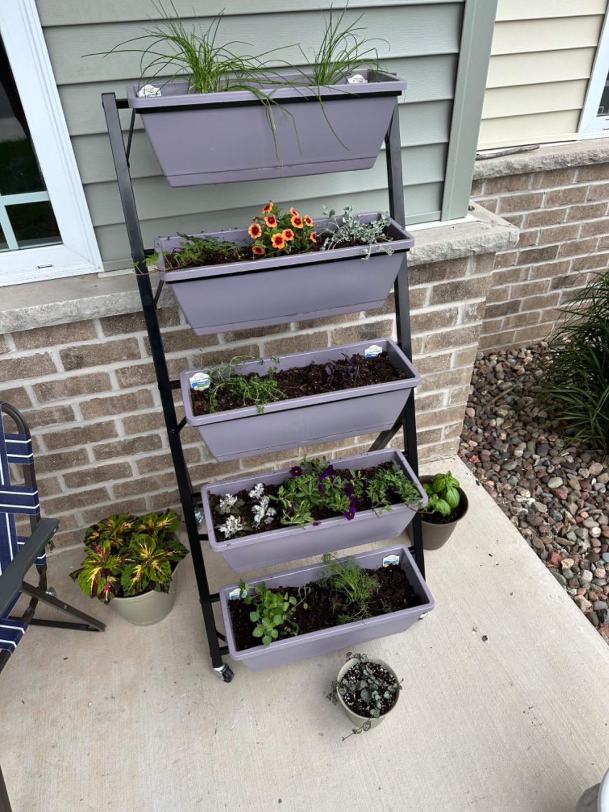 BIRDROCK HOME 5-Tier Vertical Garden Planter Bed - Raised Flower Stand - Rolling Plant Tower - Weather Resistant Box - Indoor or Outdoor - Herbs Flowers Berry's Vegetables - Metal customer photo 1