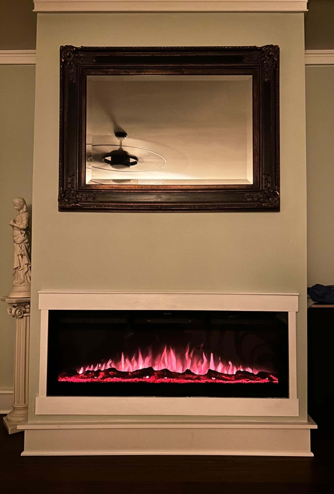 95 inch Electric Fireplace Heater, WiFi-Enabled Control via Alexa& App, Recessed and Wall Mounted Fireplace Insert w/Multicolor Realistic Flame Effects,Crackling Sound and Loget, 5100Btus, Black customer photo 1