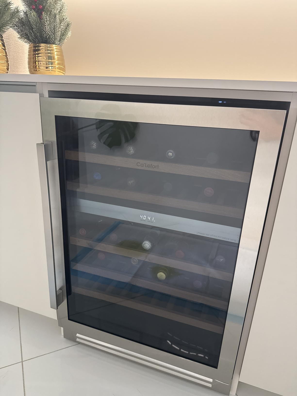 Ca'Lefort 15 Inch Wine Fridge, 28 Bottle Wine Cooler Refrigerator, 40-65°F Wine Refrigerator Glass Door, 3 LED Dual Zone Wine Fridge, Built-in or Freestanding Fridge for Home/Bar/Kitchen (3.0 cu.ft) customer photo 1