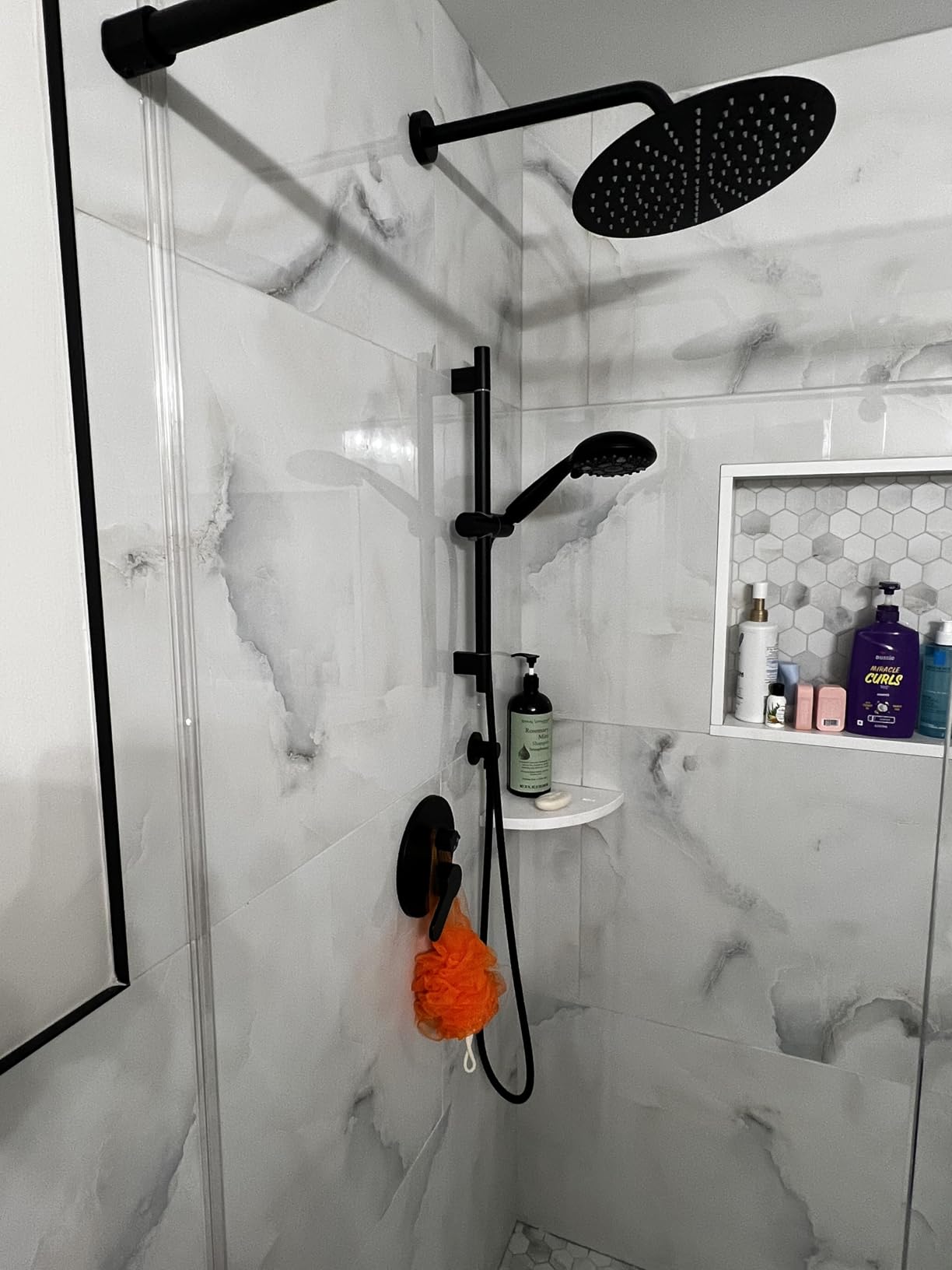 SR SUN RISE 12 Inch Rain Shower System, High Pressure Shower Heads and Handheld 6-Spray Combo Set Slide Bar Shower Faucets Sets Complete Included Valve and Trim Kit for Bathroom, Brushed Nickel customer photo 2
