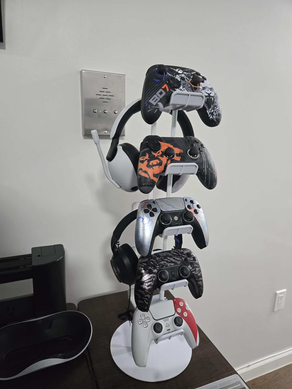 Kytok Controller Stand 4 Tiers with Cable Organizer for Desk, Universal Headphone Stand Compatible with Xbox PS5 PS4 Console Nintendo Switch, Headset Holder & Desk Mounts for 8 Packs Controller customer photo 1