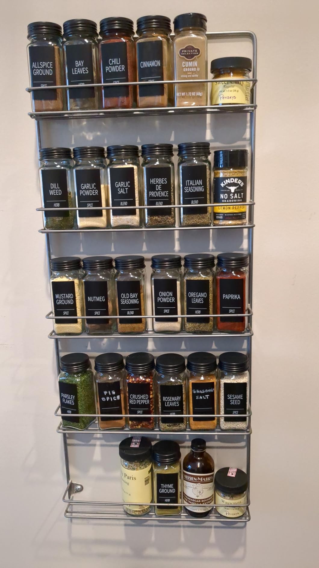 Churboro 36 Spice Jars with 547 Labels- Glass Spice Jars with Black Metal Caps, 4oz Empty Spice Containers with Shaker Lids, Funnel, Chalk Pen, Square Seasoning Bottles for Spice Rack, Drawer, Cabinet customer photo 1