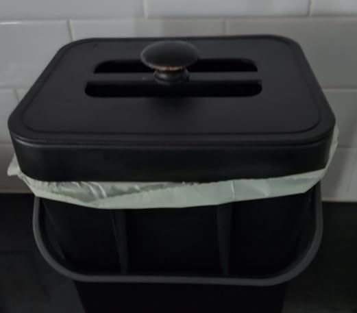 LALASTAR Countertop Compost Bin with Lid, Hanging Small Trash Can with Lid Under Sink for Kitchen, Food Waste Bin for Countertop, Mountable Garbage Can for Bathroom, RV, 5L/1.3 Gal, Black customer photo 2