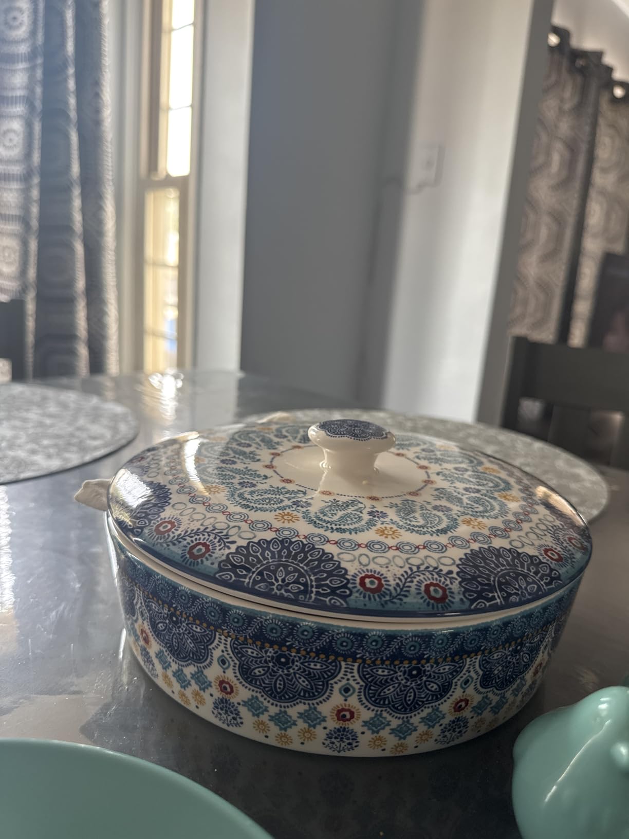 Bico Blue Talavera Ceramic Tortilla Warmer, 8.9 Inch Tortilla Holder with Lid for Taco Bread Pancake for Mexican Night and Party, Microwave and Dishwasher Safe customer photo 1