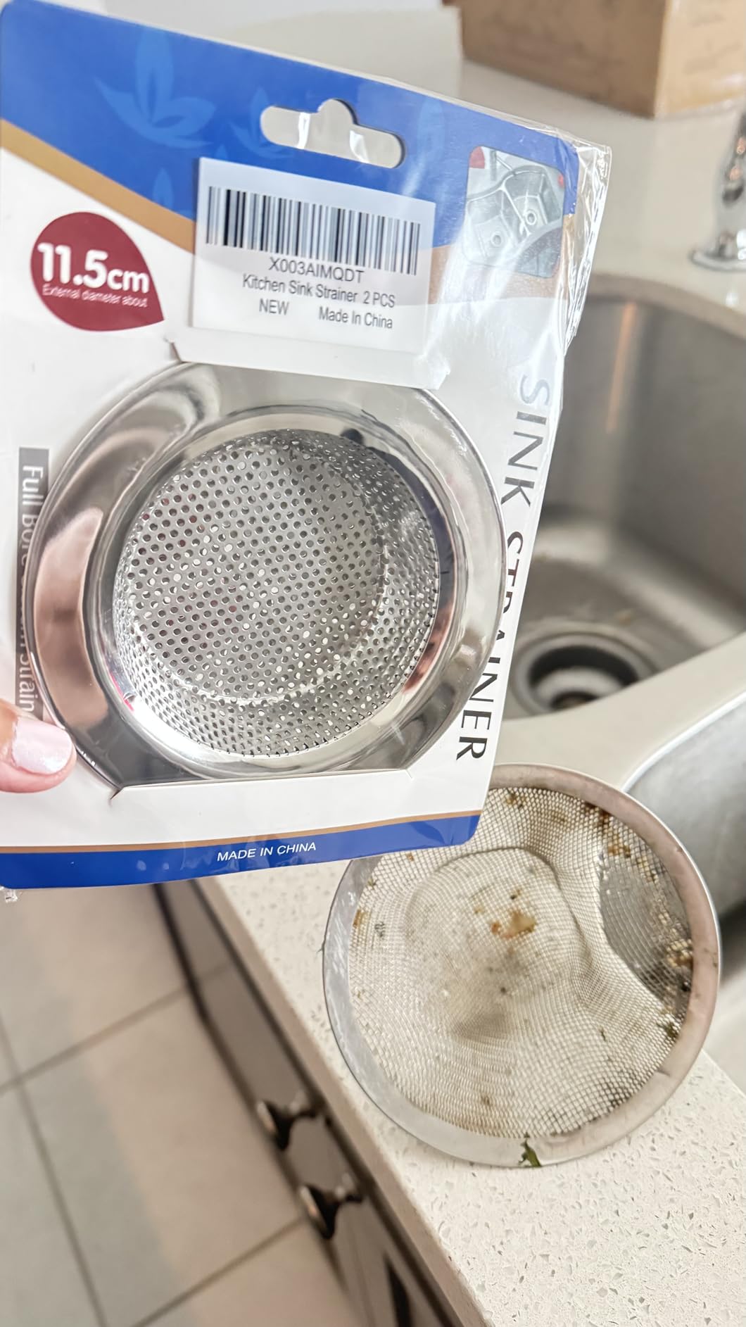 2 Pcs Sink Strainer for Most Kitchen Sink Drain Basket, Upgraded Double-Layer Safe Design Kitchen Sink Strainer (Outer Diameter 4.5 Inch) customer photo 2