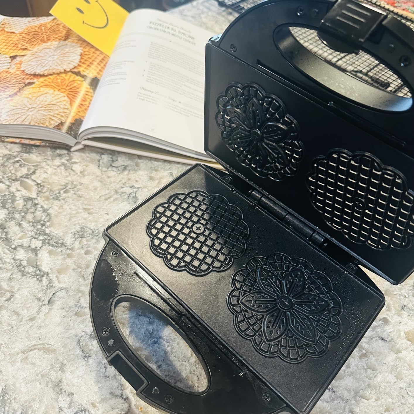 Pizzelle Maker with Non-Stick Coating, Electric Pizzelle Cookie Baker Press with Snowflake Pattern, Make Two 4 Inch Traditional Italian Waffle Cookies at Once, Recipe Included customer photo 1