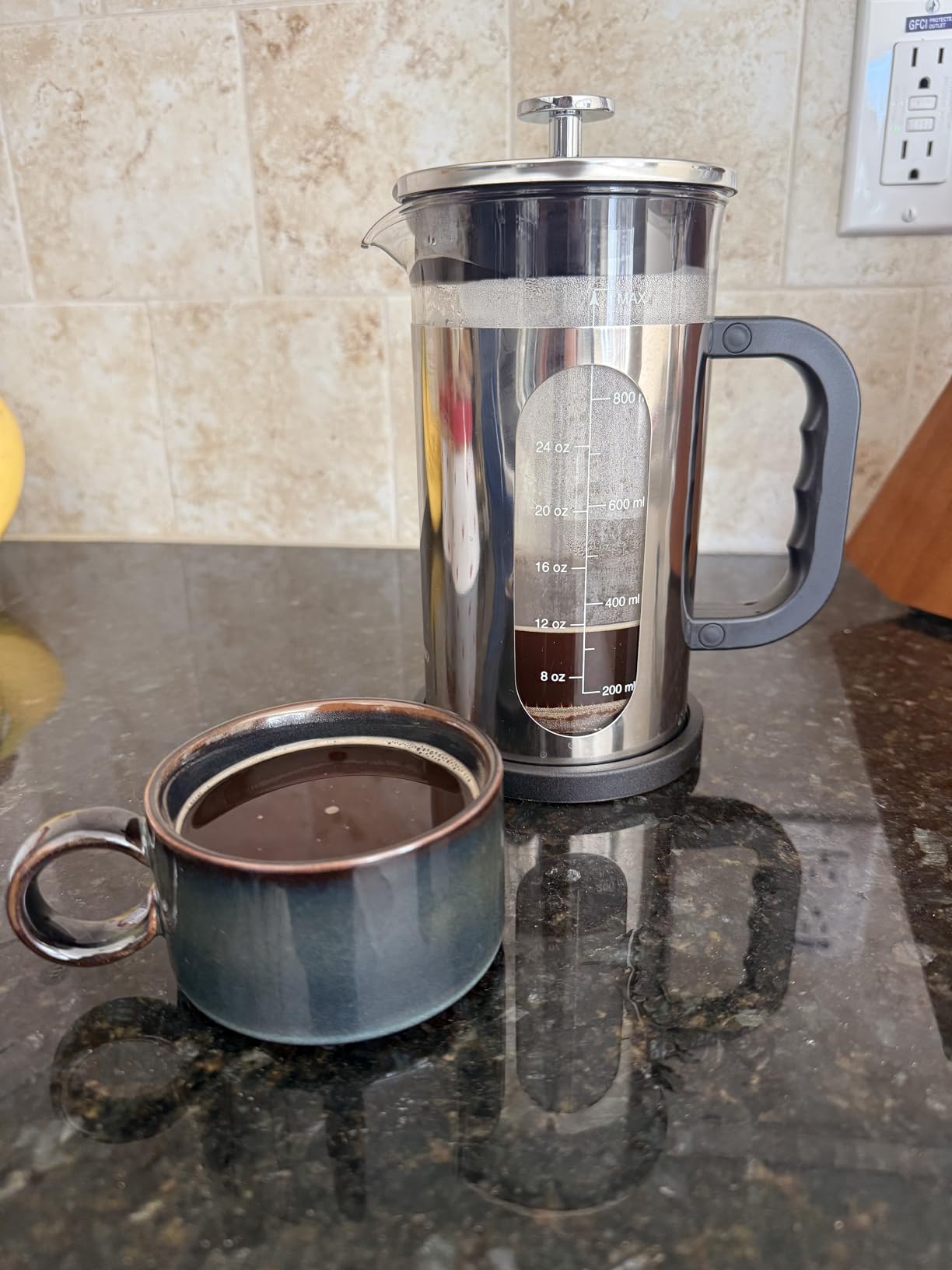 QUQIYSO Coffee Maker 304 Stainless Steel French Press with 4 Filter, Heat Resistant Durable, Easy to Clean, Borosilicate Glass Coffee Press, 100% BPA Free Teapot, 21 ounce, copper customer photo 1