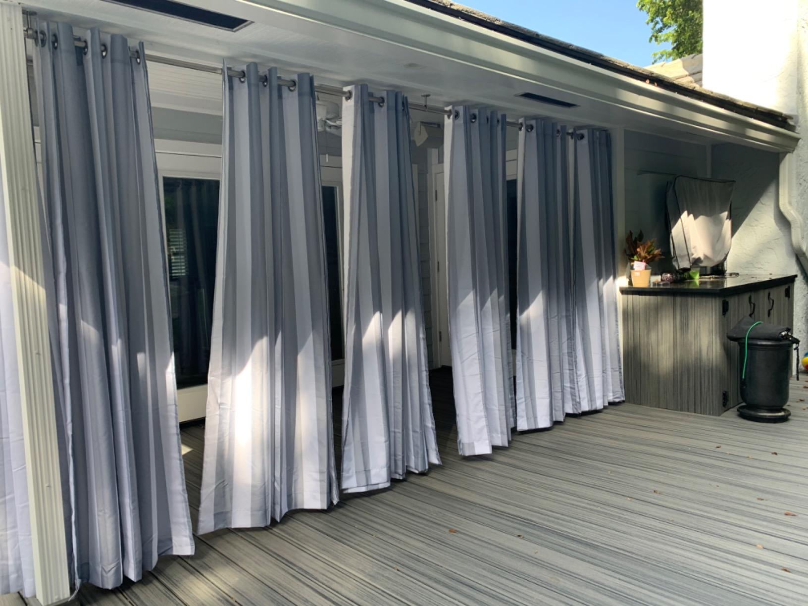 Sun Zero Valencia 2-Pack Cabana Stripe Indoor/Outdoor UV Protectant Energy Efficient Grommet Curtain Panel Pair customer photo 2