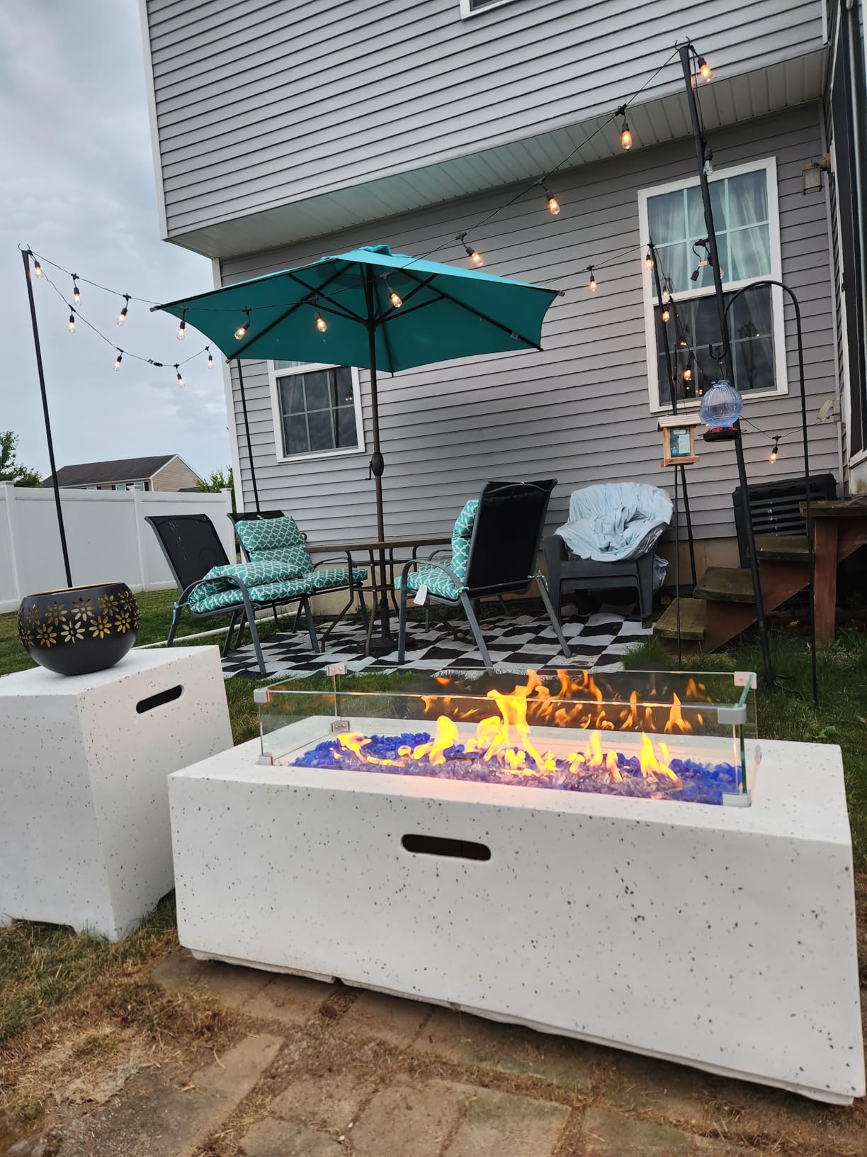 COSIEST 2-Piece Outdoor Propane Fire Pit Table Set w Tank Table, 28