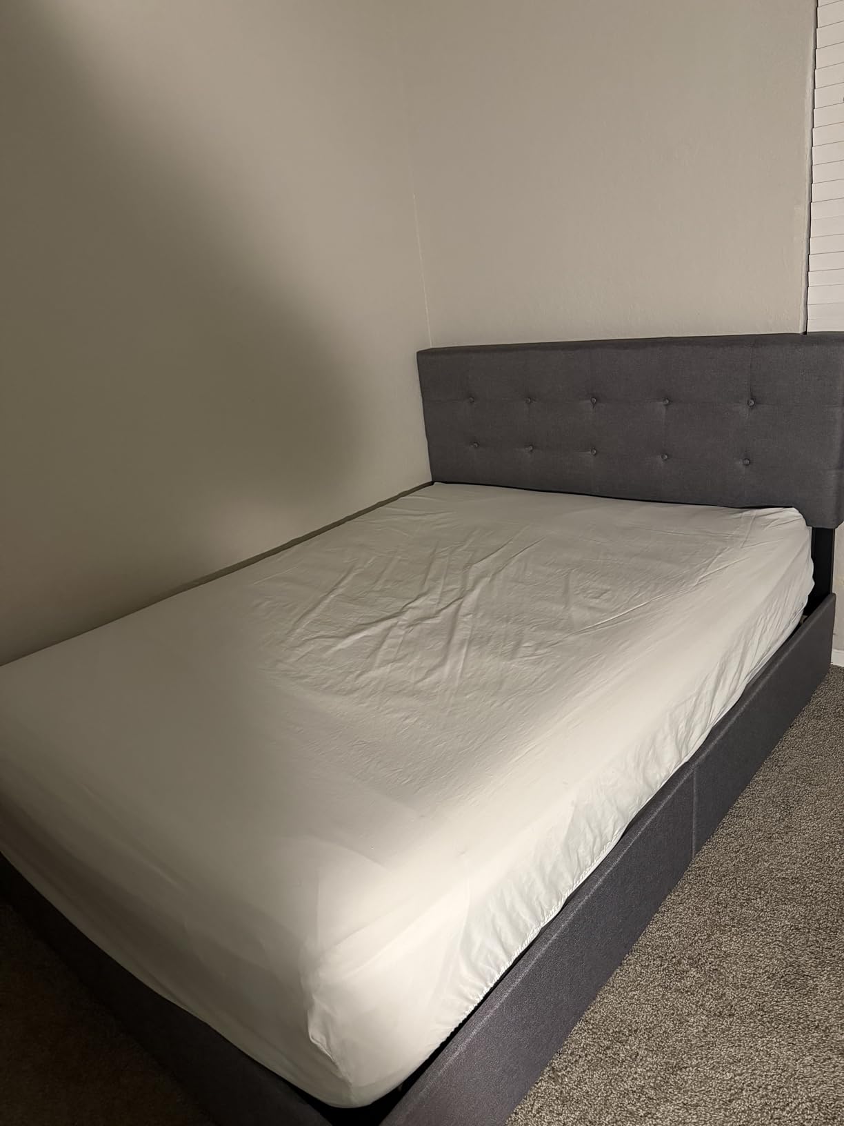 Allewie Upholstered King Size Platform Bed Frame with 4 Storage Drawers and Headboard, Square Stitched Button Tufted, Mattress Foundation with Wooden Slats Support, No Box Spring Needed, Light Grey customer photo 1
