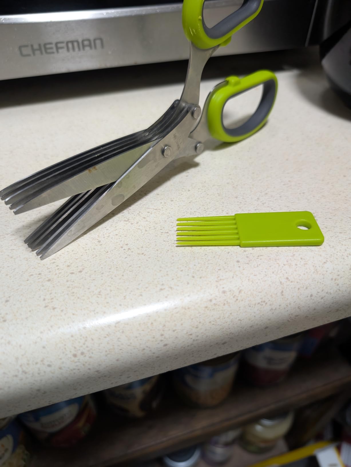 Herb Scissors, Premium Stainless Steel 5 Blade Kitchen Salad Scissors Dishwasher Safe, Sharp and Convenient 5 Blade with Safety Cover, Herb Stripping Tool and Cleaning Comb customer photo 1