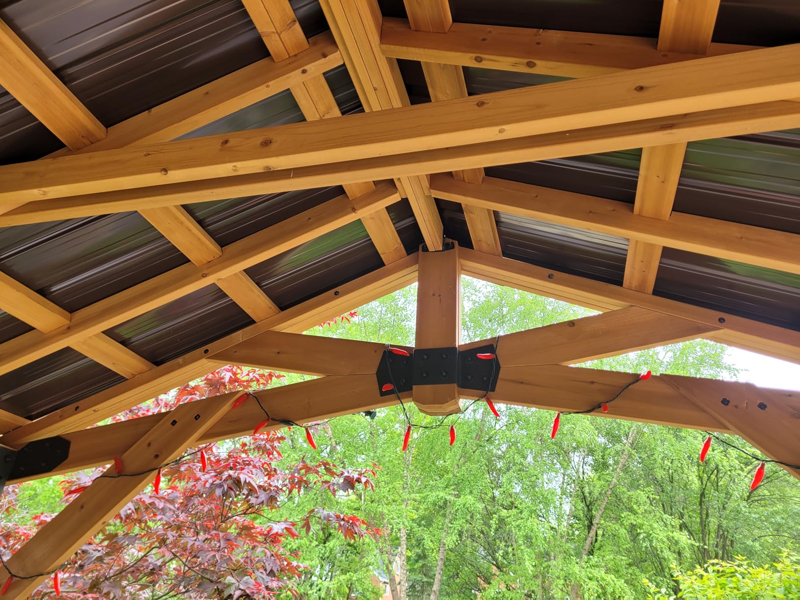 Backyard Discovery Norwood 20 ft. x 12 ft. All Cedar Wooden Carport Pavilion Gazebo with Hard Top Steel Roof customer photo 2