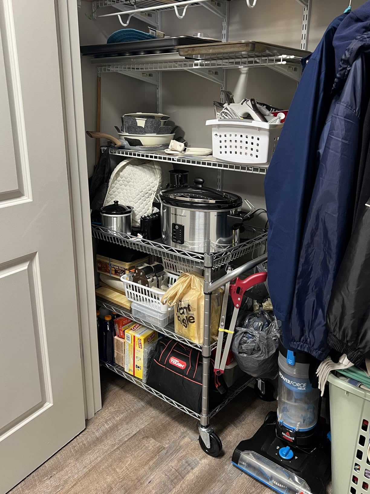 WDT 990Lbs Capacity Heavy Duty Rolling Utility Cart, NSF Rolling Carts with Wheels, Commercial Grade Metal Cart with Handle Bar & Shelf Liner, Trolley Serving Cart for Restaurant, Kitchen, Gray customer photo 1