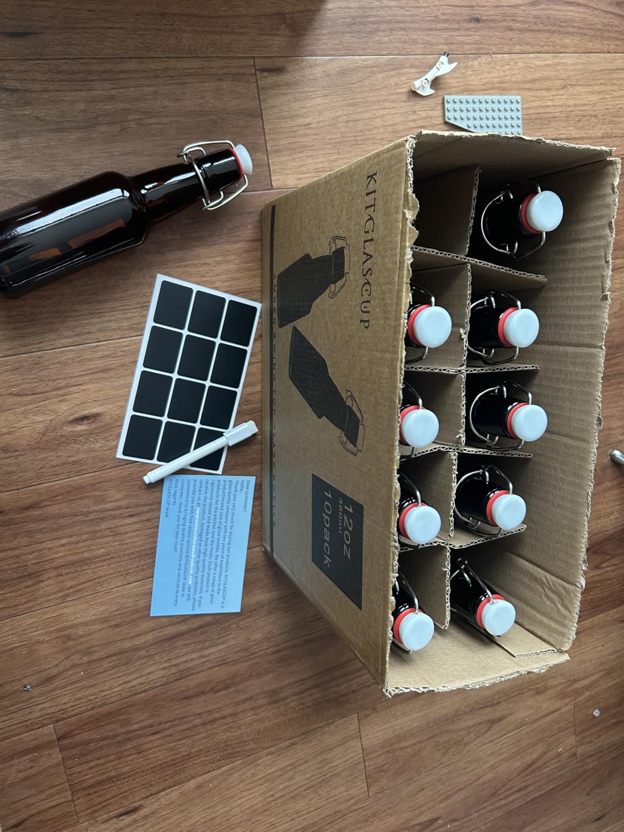 Amber Beer Bottles with Flip Caps, 12oz 10 Pack Glass Bottle with Swinging Top for Airtight Lids, Home Brewing and Fermentation Kombucha, Vanilla Extract, Beverage, Water, Kefir customer photo 1