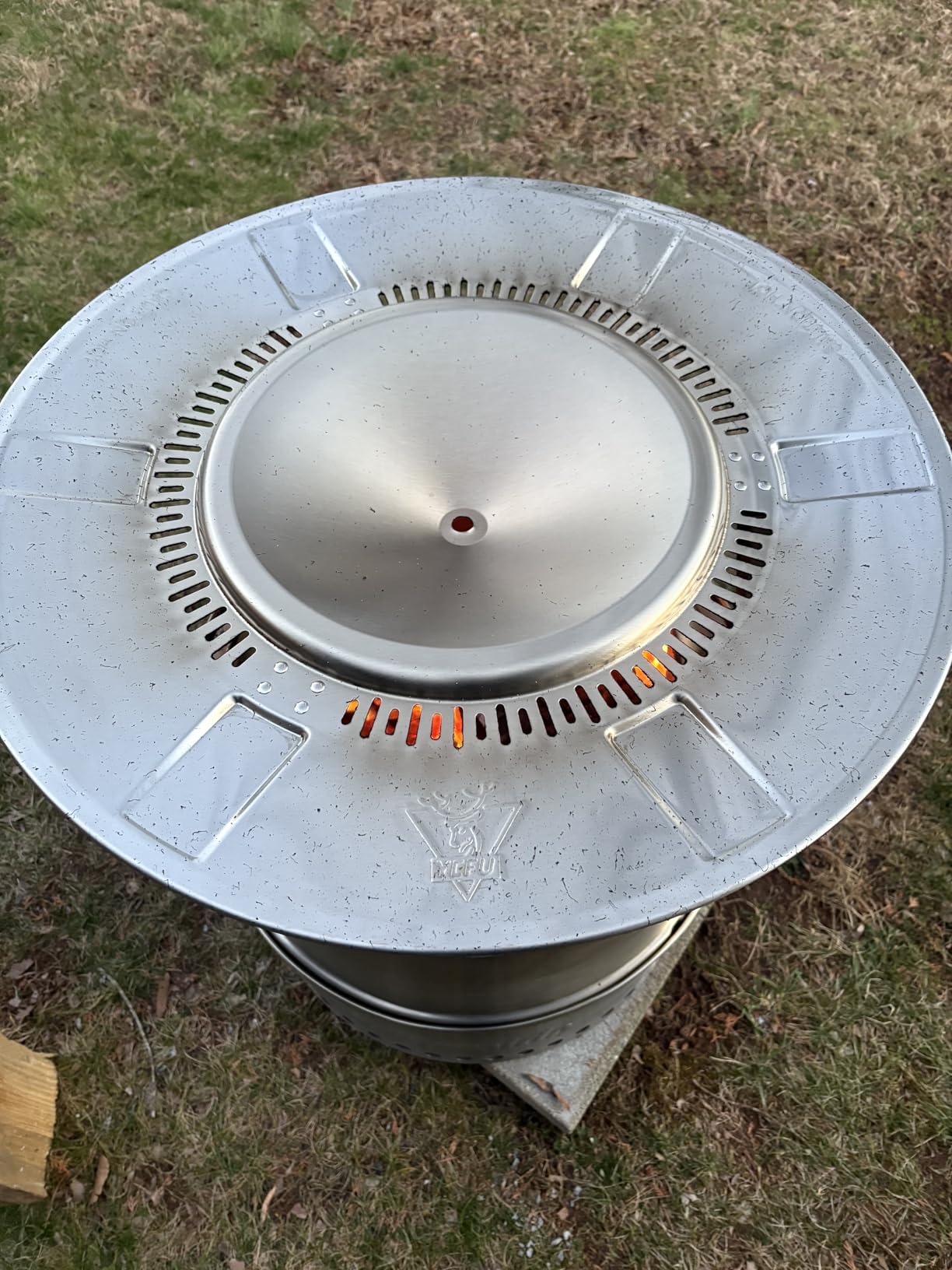 TURBRO 19 Inch Smokeless Fire Pit for Outdoor Wood Burning, Portable 304 Stainless Steel Camping Stove with Stand, Removable Ash Pan, Waterproof Storage Bag, Unique Nested Design, Pluto R19-SS, Silver customer photo 1