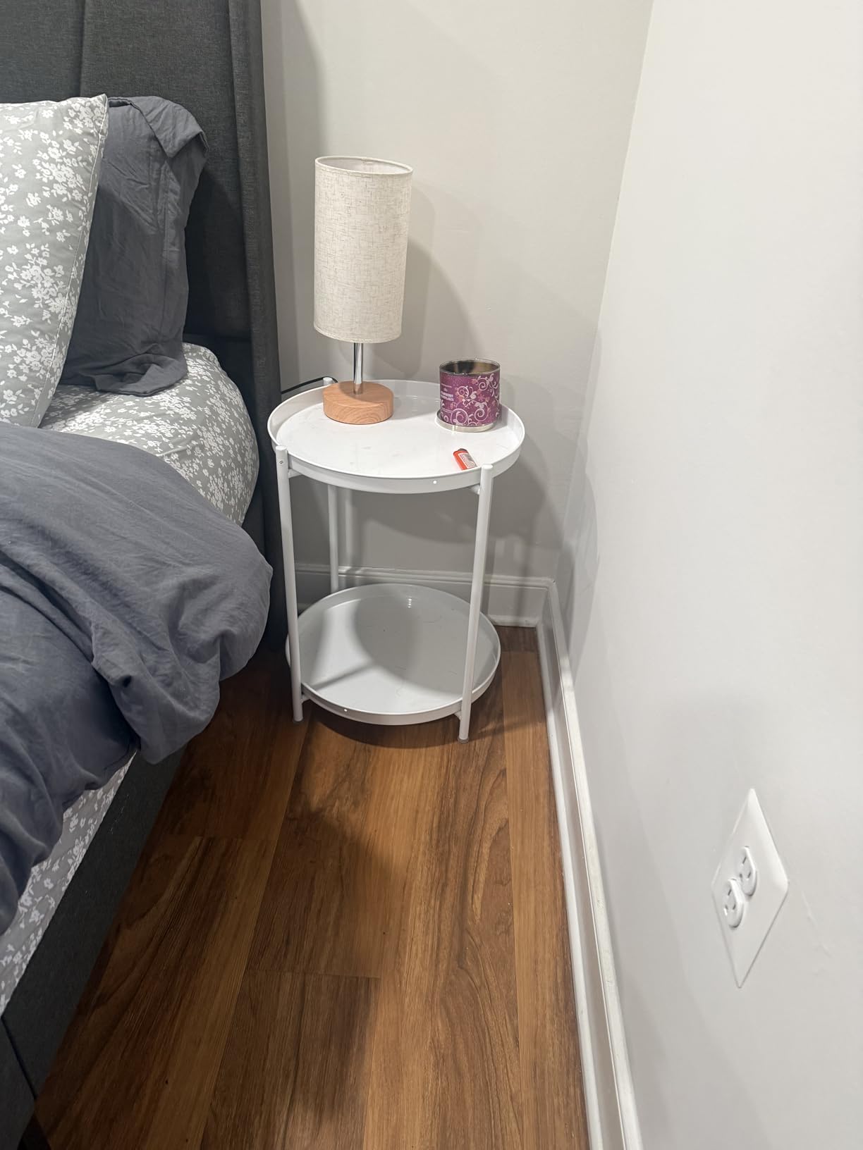 EKNITEY 2 Tier End Table - Metal Side Table Waterproof Small Sofa Coffee Side Tables Bedroom Indoor Outdoor with Removable Tray for Living Room Bedroom Balcony and Office (Black) customer photo 2