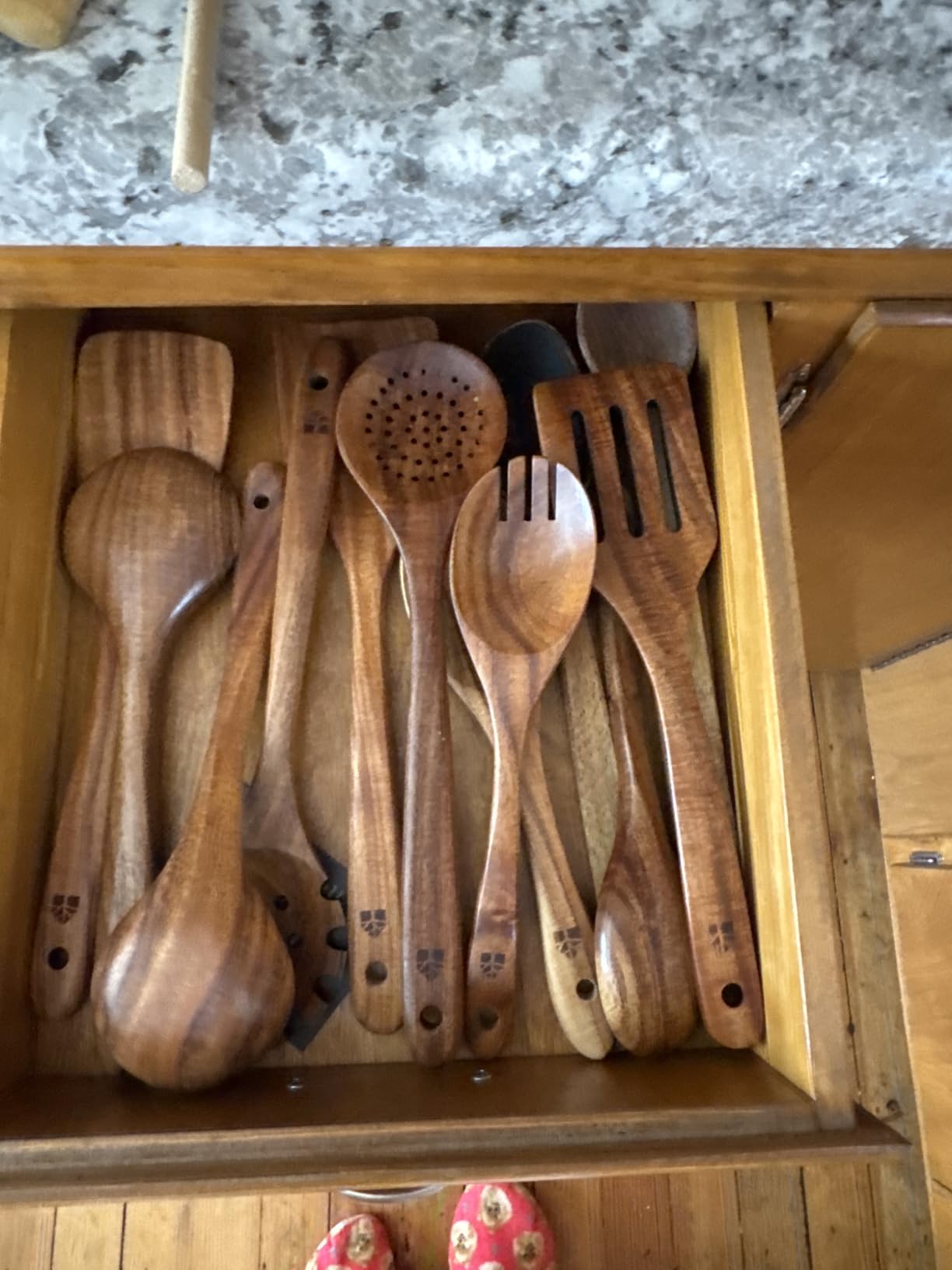 Wooden Spoons for Cooking - 10 Pc Teak Wood Utensil Set, Durable, Nonstick Safe & Heat Resistant with Ergonomic Handles customer photo 1