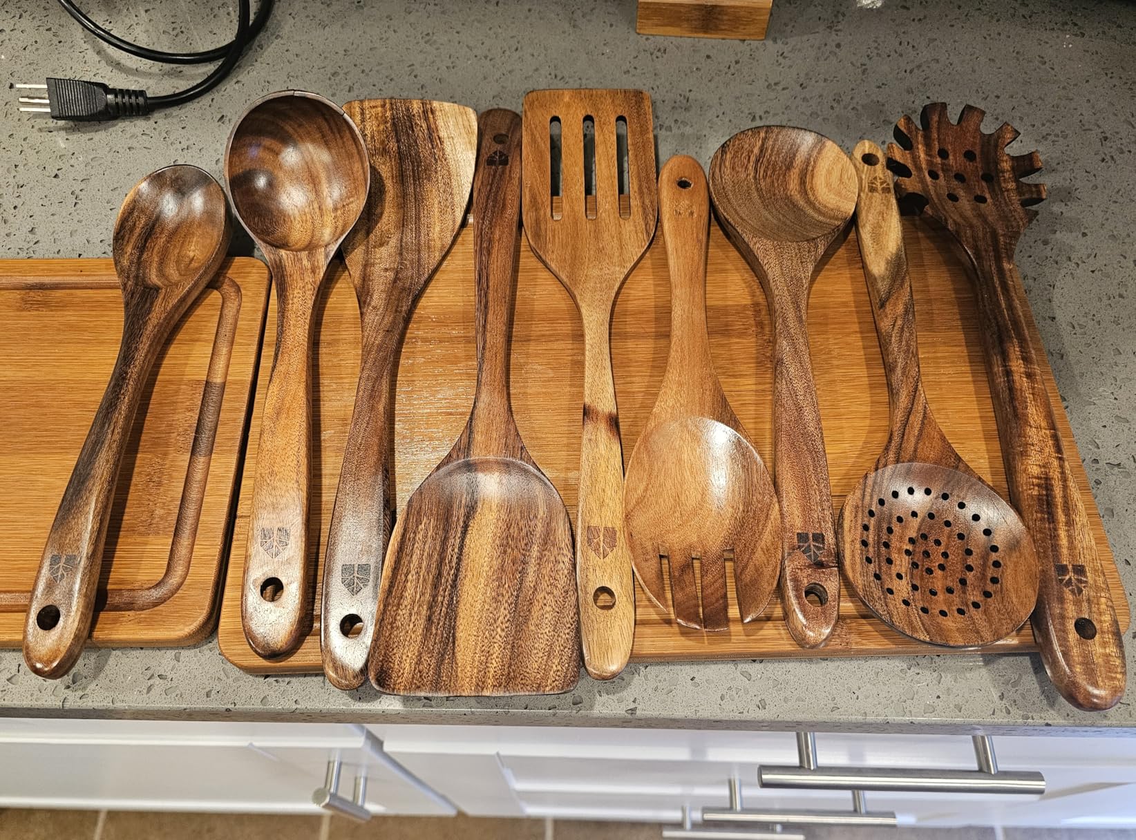 Wooden Spoons for Cooking - 10 Pc Teak Wood Utensil Set, Durable, Nonstick Safe & Heat Resistant with Ergonomic Handles customer photo 2