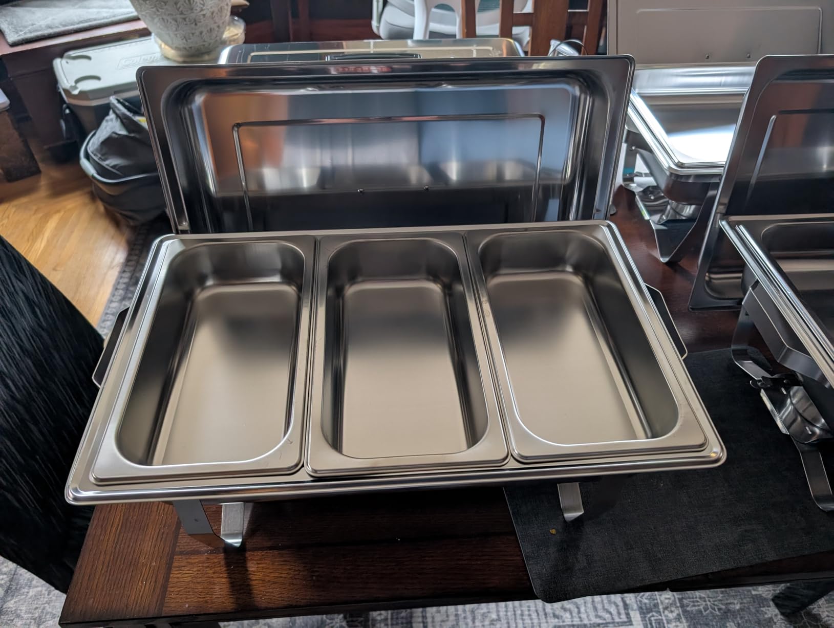 IMACONE Chafing Dish Buffet Set of 2, 8QT Stainless Steel Rectangular Chafers and Buffet Warmer Sets for Catering, with Food & Water Pan, Lid, Foldable Frame, Fuel Holder for Event Party Holiday customer photo 1
