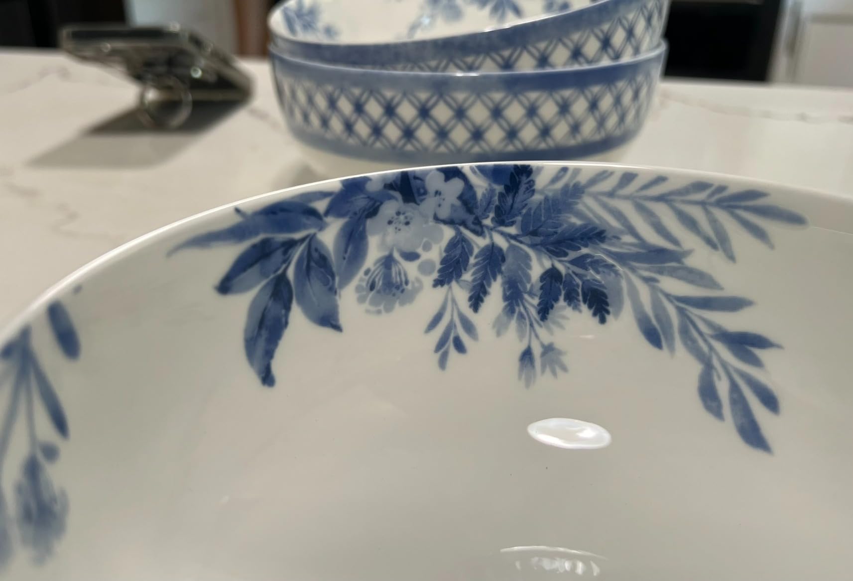 Mikasa Kiley Bone China Lightweight Chip Resistant 16 Piece Dinnerware Set, Service for 4, Blue and White customer photo 2
