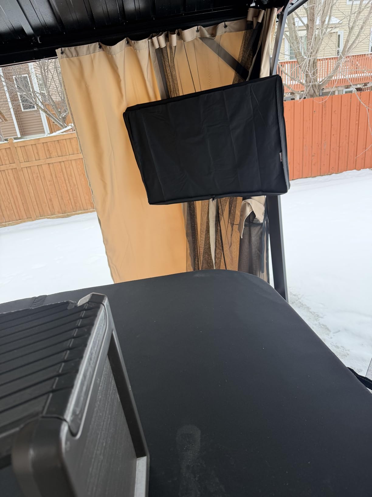 iBirdie Outdoor TV Cover 70 to 75 inch Waterproof, Cover Size 68''W x 42''H, Weatherproof, with Zipper for Outside Flat Screen 70 to 75 inch TV, Black, 600D Thick Fabric Protector customer photo 1
