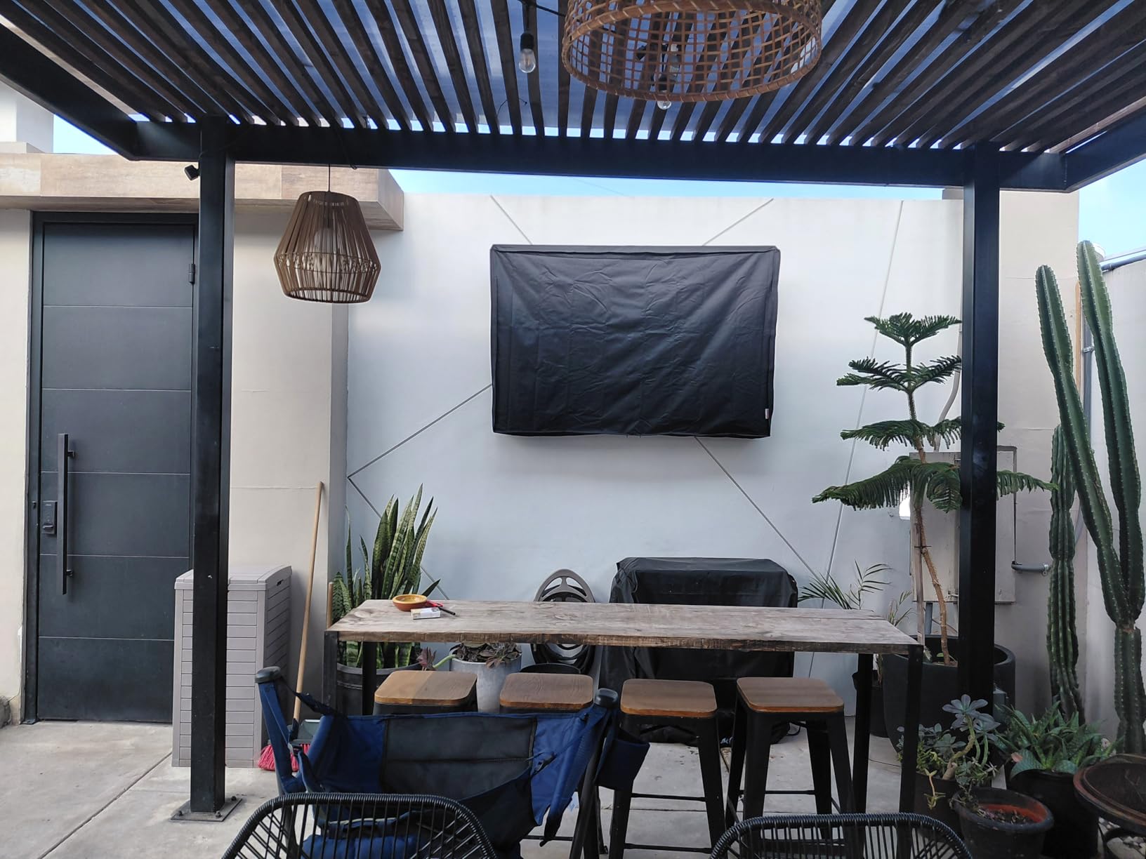 iBirdie Outdoor TV Cover 70 to 75 inch Waterproof, Cover Size 68''W x 42''H, Weatherproof, with Zipper for Outside Flat Screen 70 to 75 inch TV, Black, 600D Thick Fabric Protector customer photo 2