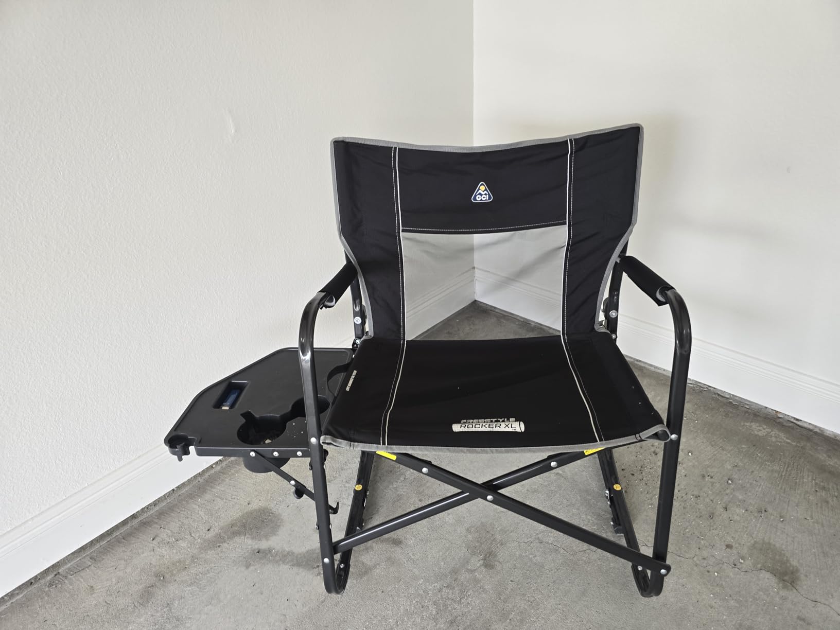 GCI OUTDOOR Freestyle Rocker XL with Side Table Camping Chair | Portable Folding Rocking Chair with Solid, Durable Armrests, Drink Holder & Comfortable Backrest - Red customer photo 2