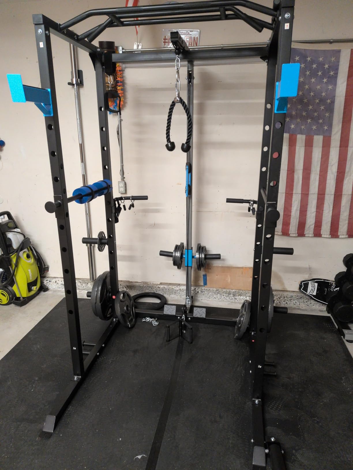 ULTRA FUEGO Power Cage, Multi-Functional Power Rack with J-Hooks, Dip Handles, Landmine Attachment and Optional Cable Pulley System for Home Gym customer photo 1