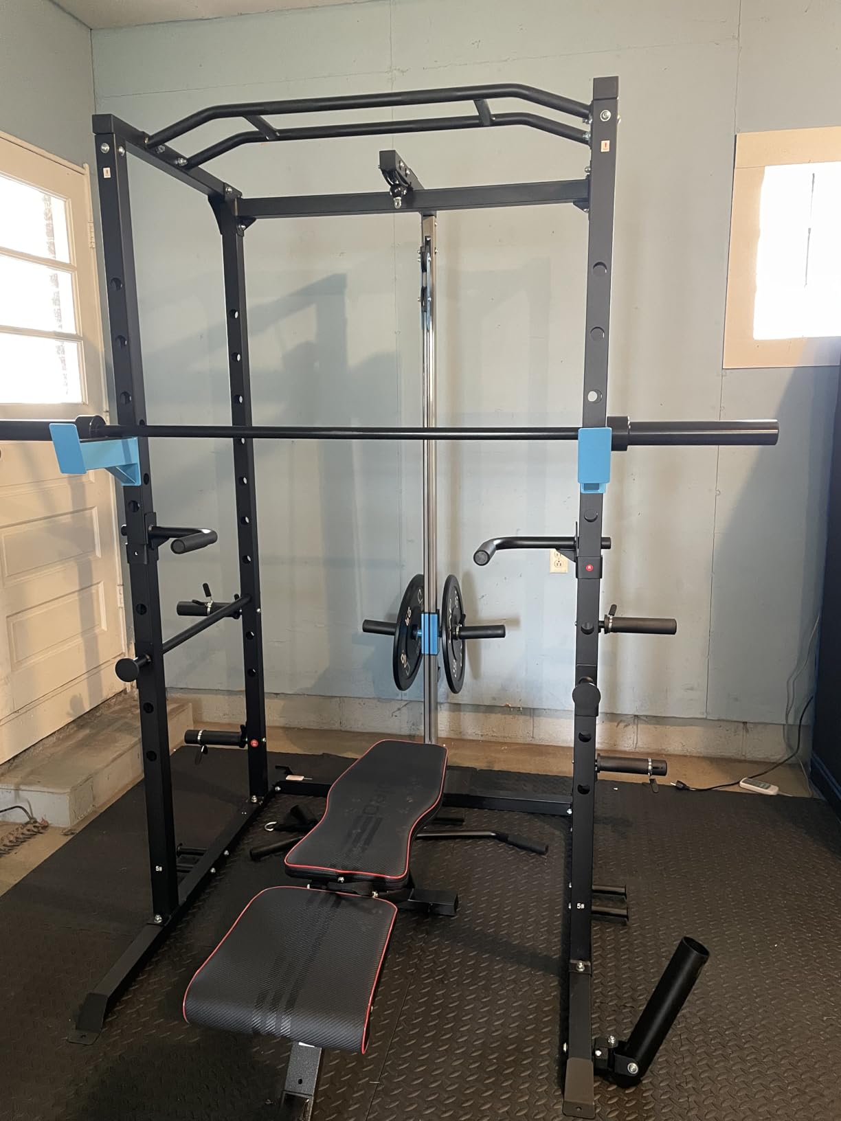 ULTRA FUEGO Power Cage, Multi-Functional Power Rack with J-Hooks, Dip Handles, Landmine Attachment and Optional Cable Pulley System for Home Gym customer photo 2