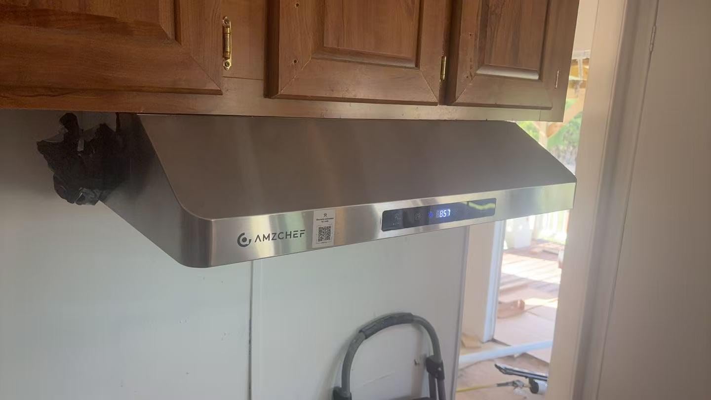 AMZCHEF Under Cabinet Range Hood 30 Inch, 750CFM Stainless Steel Kitchen Stove Vent Hood 3 Speed Exhaust Fan Touch/Remote/Gesture Control LED lights Time Setting Dishwasher-Safe Baffle Filters customer photo 2