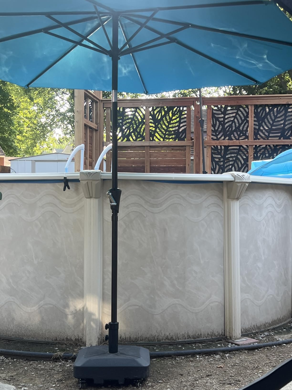 Patio Umbrella Base Heavy Duty with Wheels Square Market Stand for Outdoor 4 Locks 2 Knobs 125lb Capacity, Black customer photo 1