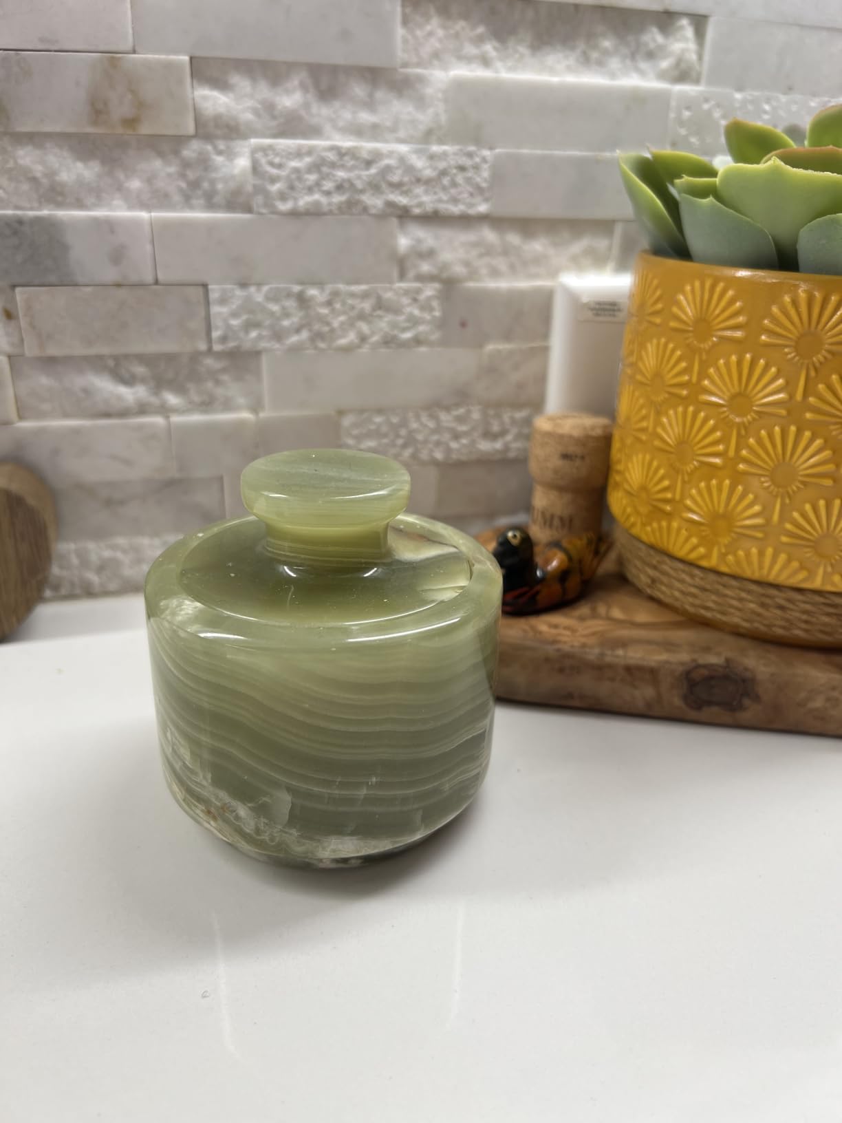 MARBLOUS KRAFTS Marble Salt Cellar with Lid 3