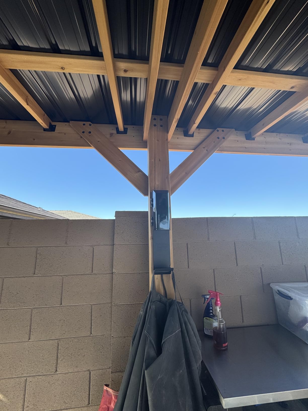 Backyard Discovery Arcadia 12' x 9.5' Cedar Wood Outdoor Gazebo Pavilion with Hardtop Galvanized Steel Slope Roof, Snow Support, Wind Resistance, PowerPort, Shade for Garden, Patio, Deck, Entertaining customer photo 2