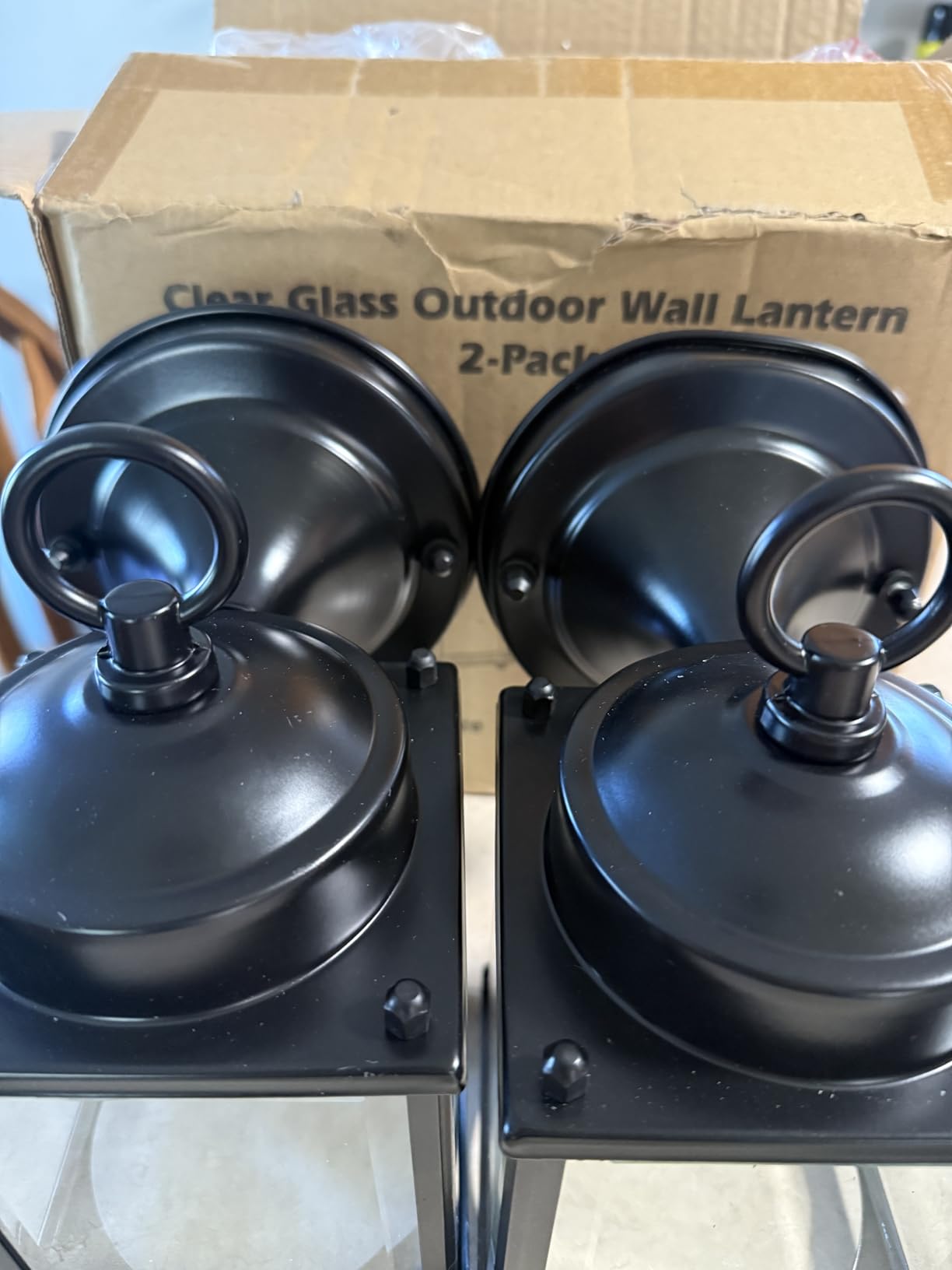 Outdoor Wall Lantern, Exterior Waterproof Wall Sconce Light Fixtures, Black Front Door Wall Lighting with Clear Beveled Glass Shade, 2 Pack customer photo 2