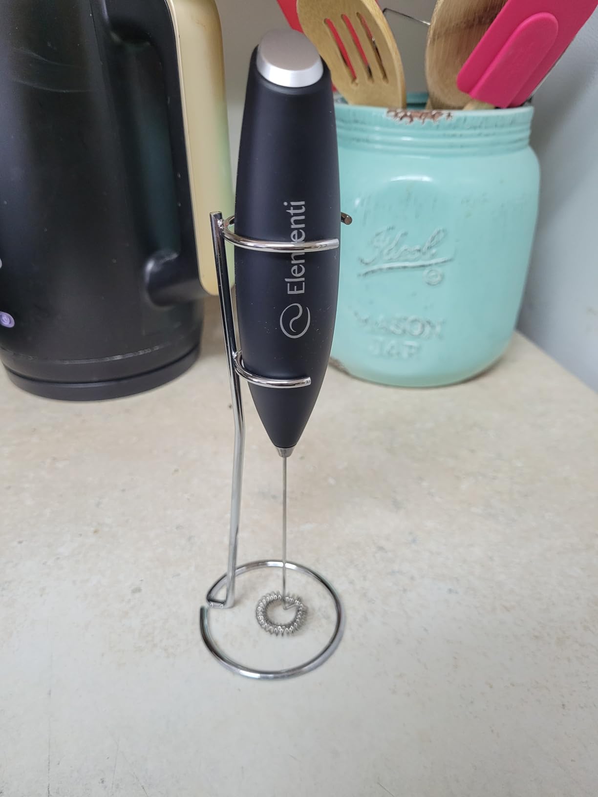 Elementi Matcha Whisk & Frother Set - Powerful Electric Matcha Mixer for Powder, Easy to Use Electric Whisk Kit - Craft Effortless Lattes with the Elementi Milk Frother Wand & Wisk (Emerald Green) customer photo 2