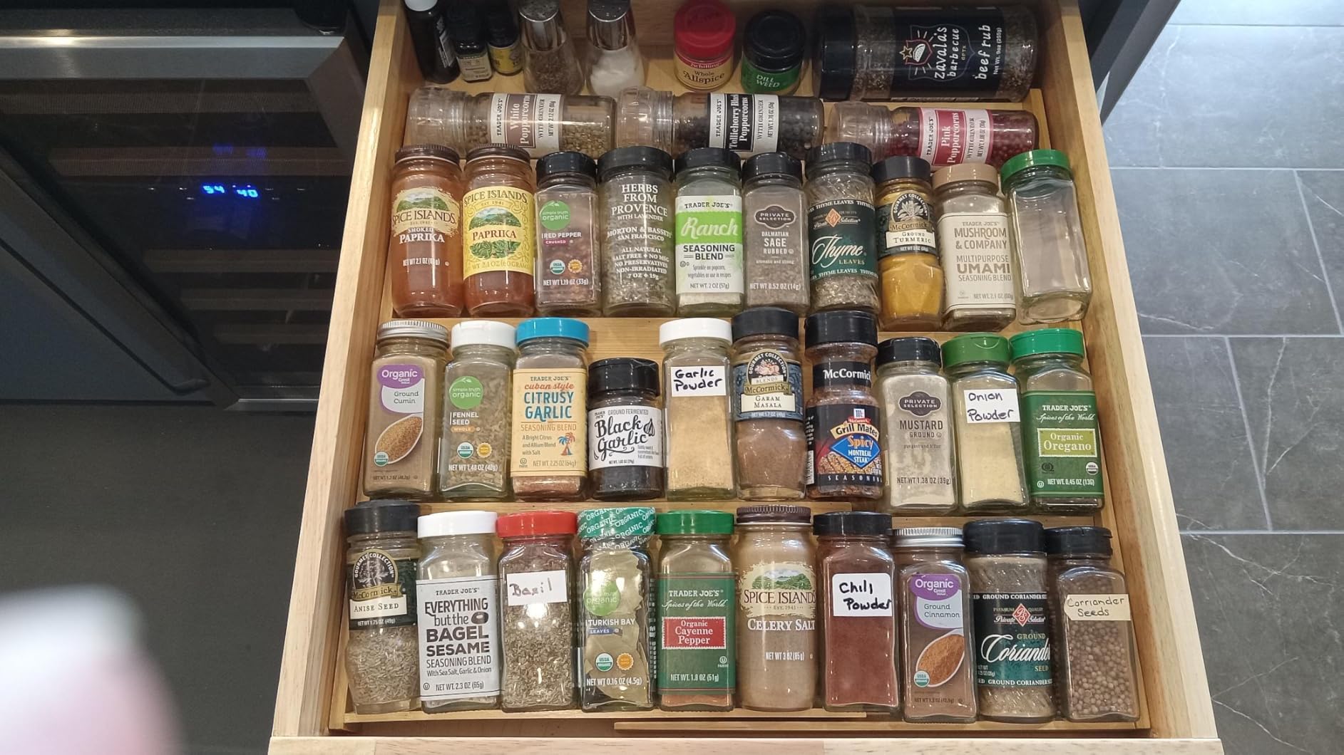 SpaceAid Bamboo Spice Drawer Organizer, (Need 3