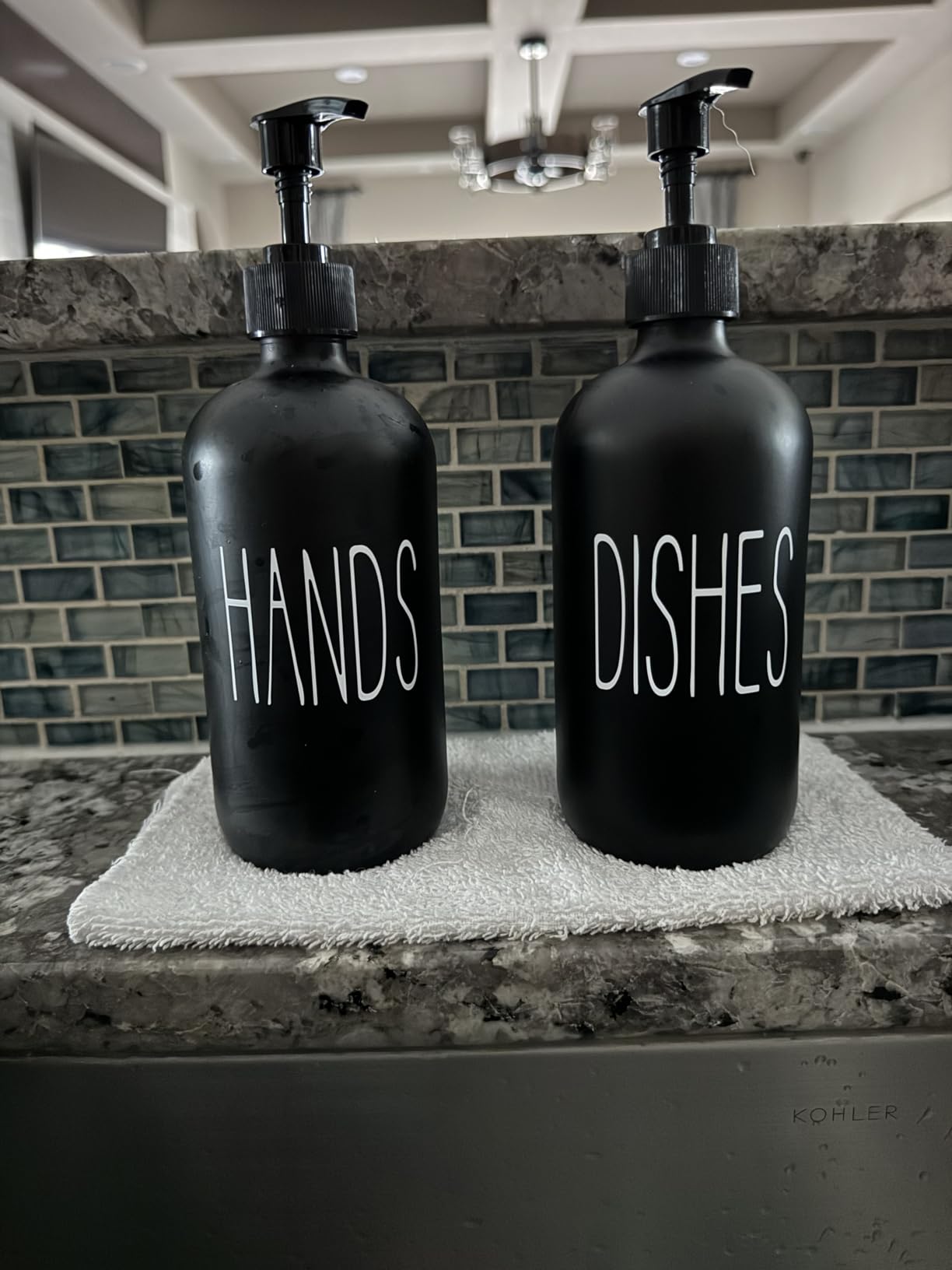 Glass Soap Dispenser Set 2 Pack,Contains Hand and Dish Soap Dispenser.Premium 16 Oz Black Kitchen Soap Dispenser Set for Kitchen Sink and Farmhouse Decor customer photo 1