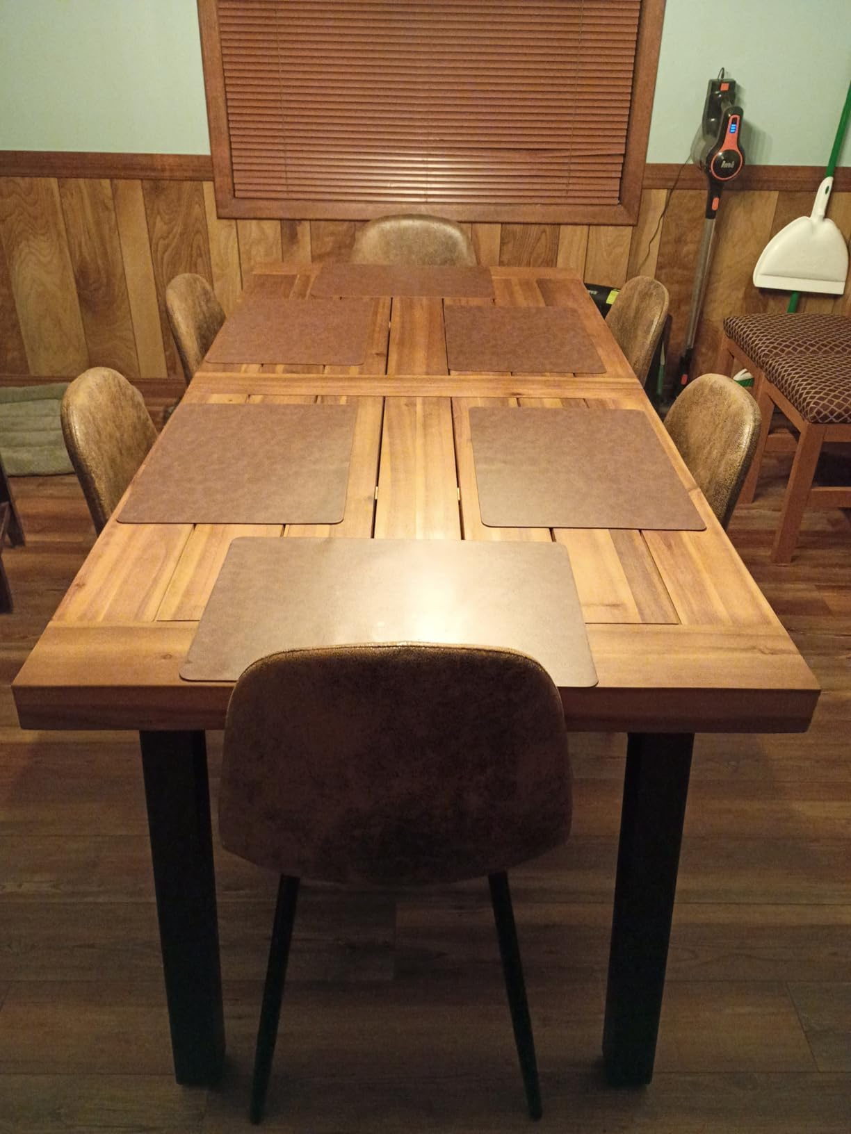 Devoko Home Acacia Wood Dining Table 6-Person Indoor Outdoor Table with Iron Legs, Sandblast Finish, Natural Stained, Rustic Metal, 69 * 33 * 30 inch (Natural) customer photo 2