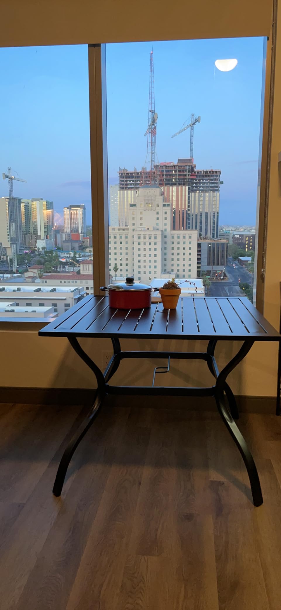 HERA'S HOUSE Outdoor Dining Table for 6, Rectangular Metal Patio Table with Umbrella Hole, 6-Person Weather Resistant Wood-Like Steel Slat Table for Lawn Garden Backyard, L60 xW36 xH29 customer photo 2