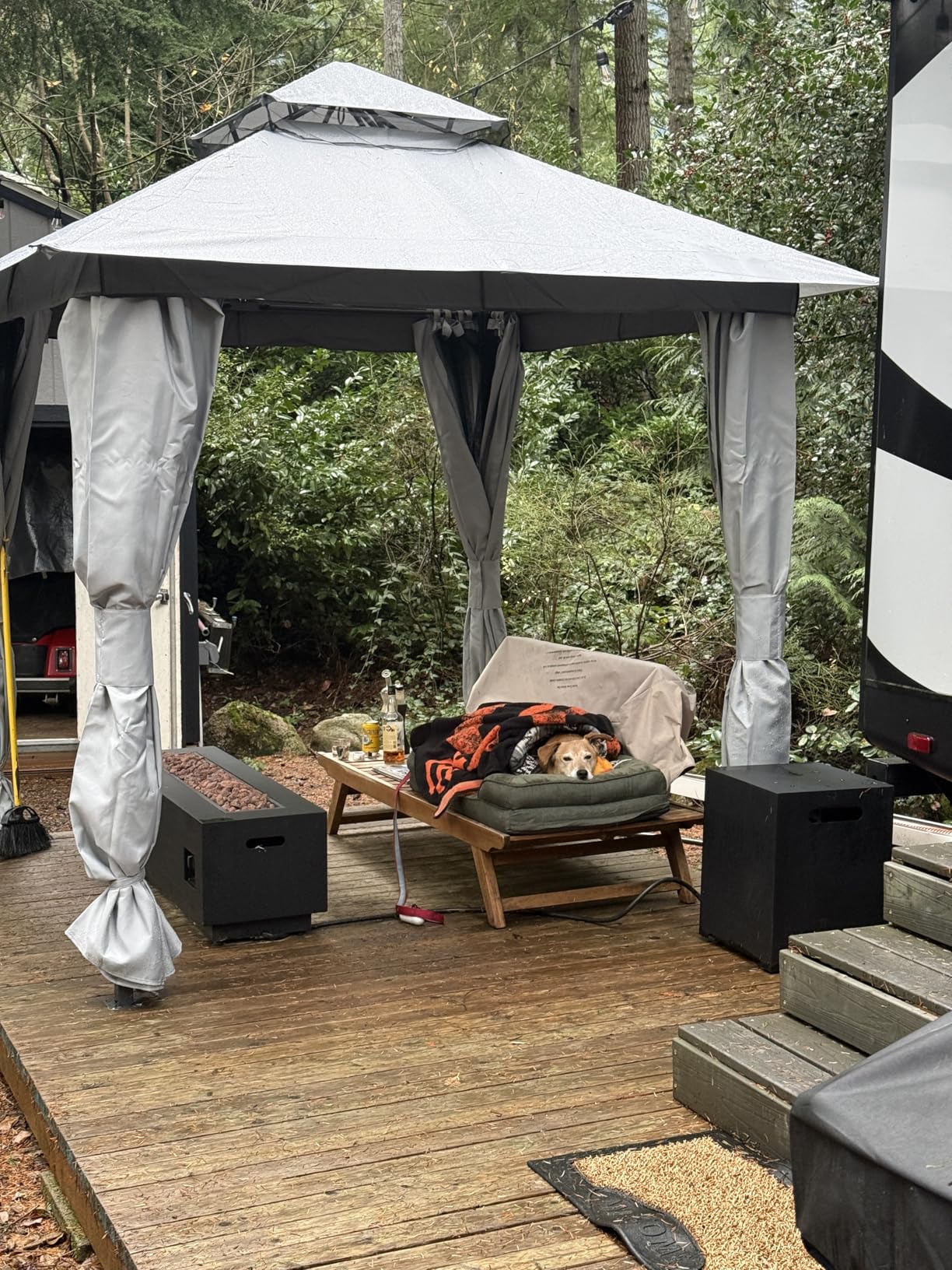 LAUSAINT HOME Semi-Permanent Outdoor Patio Gazebo 10'x13', Heavy Duty Party Tent Shelter with Double Roofs, Mosquito Nettings and Privacy Screens for Backyard, Garden, Lawn, Khaki customer photo 1