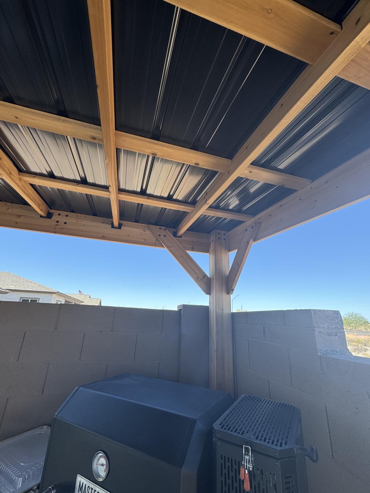 Backyard Discovery Arcadia 20' x 9.5' Cedar Wood Outdoor Gazebo Pavilion with Hardtop Galvanized Steel Slope Roof, Snow Support, Wind Resistance, PowerPort, Shade for Garden, Patio, Deck, Entertaining customer photo 1