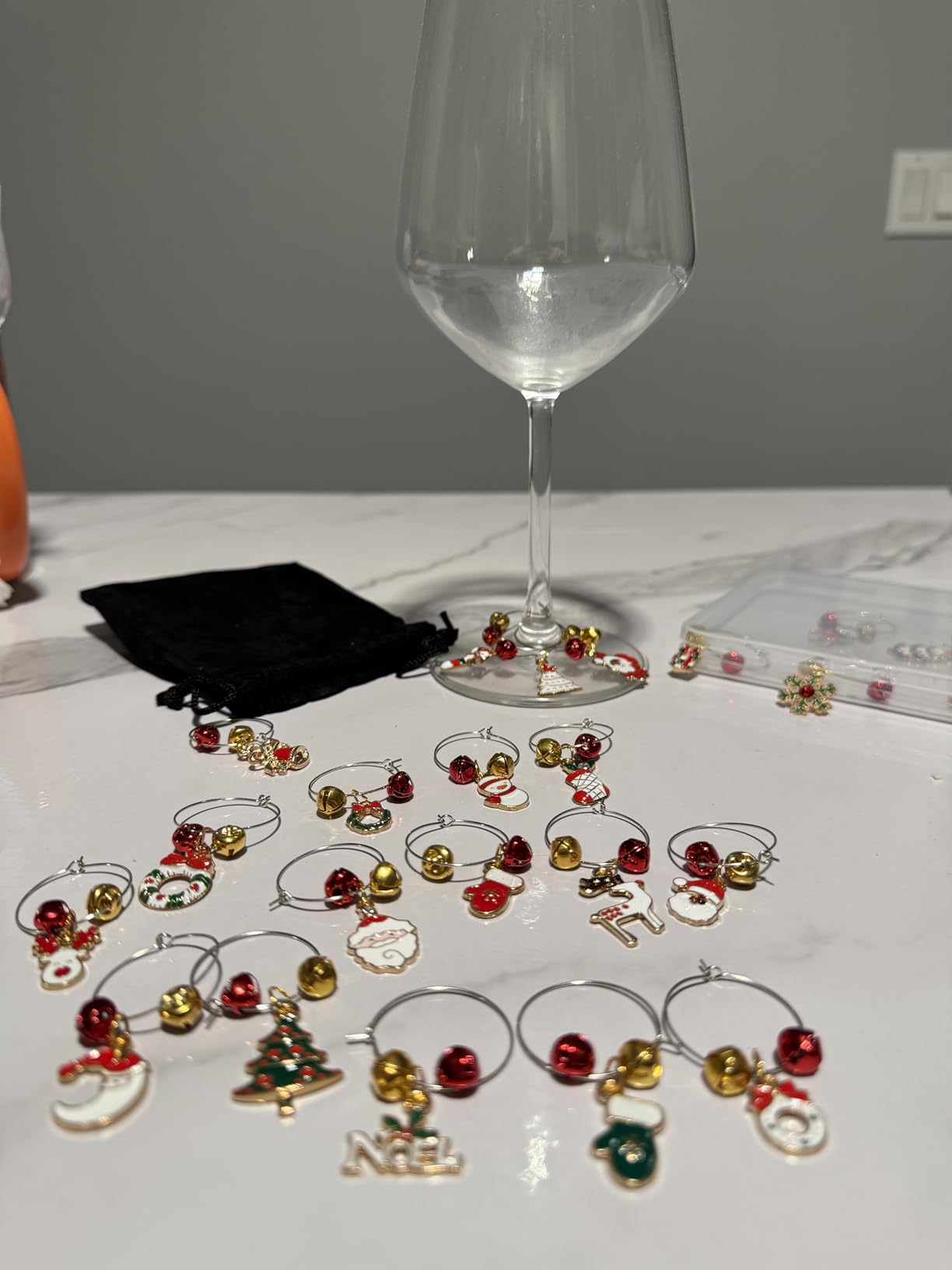 SANNIX 24pcs Wine Glass Charms - Identifier Tags for Stem Glasses - Funny Charms for Summer Christmas Wine Tasting Party Decorations customer photo 2