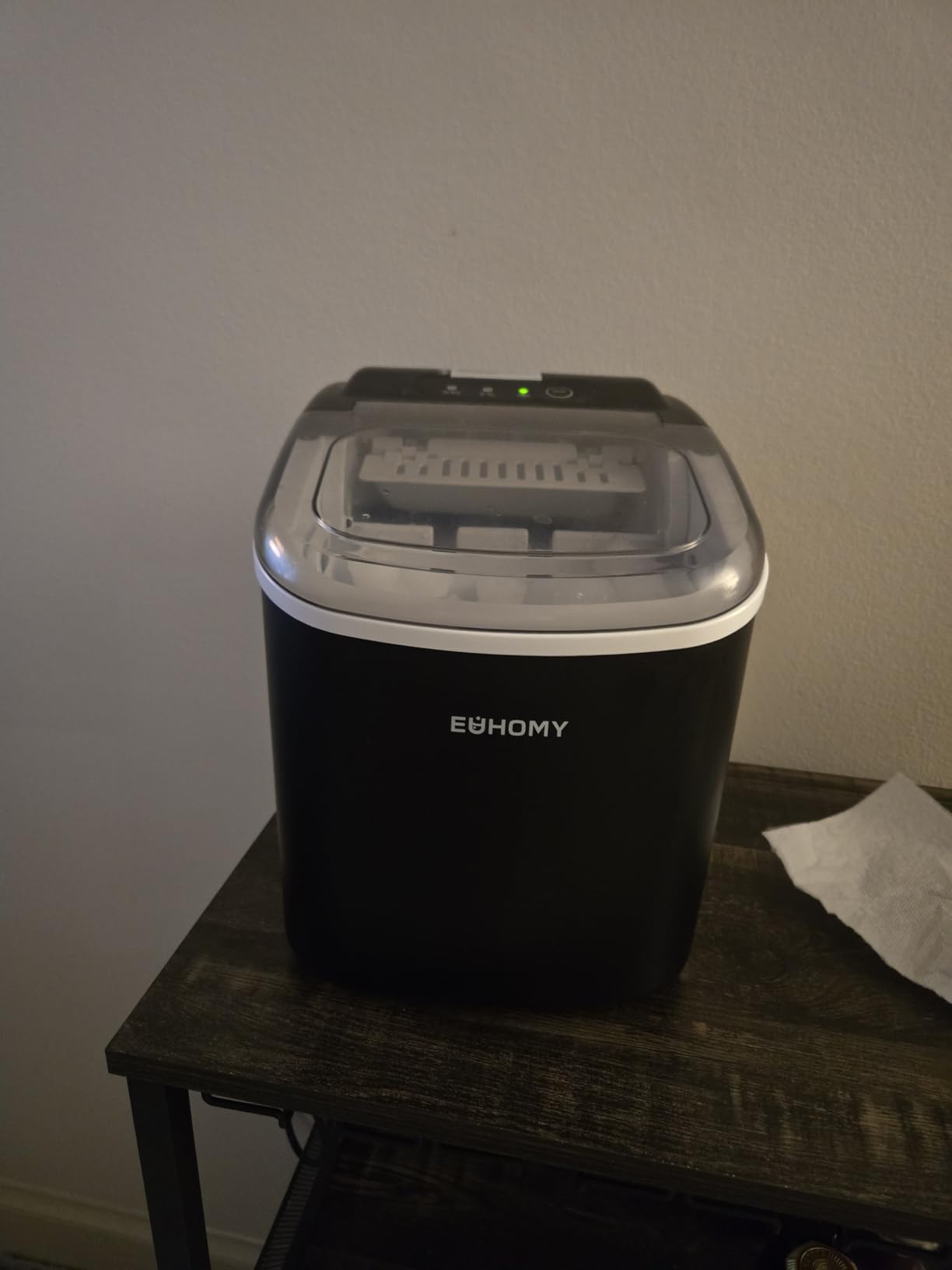 EUHOMY Countertop Ice Maker Machine with Handle, 26lbs in 24Hrs, 9 Ice Cubes Ready in 6 Mins, Auto-Cleaning Portable Ice Maker with Basket and Scoop, for Home/Kitchen/Camping/RV. (Black) customer photo 1