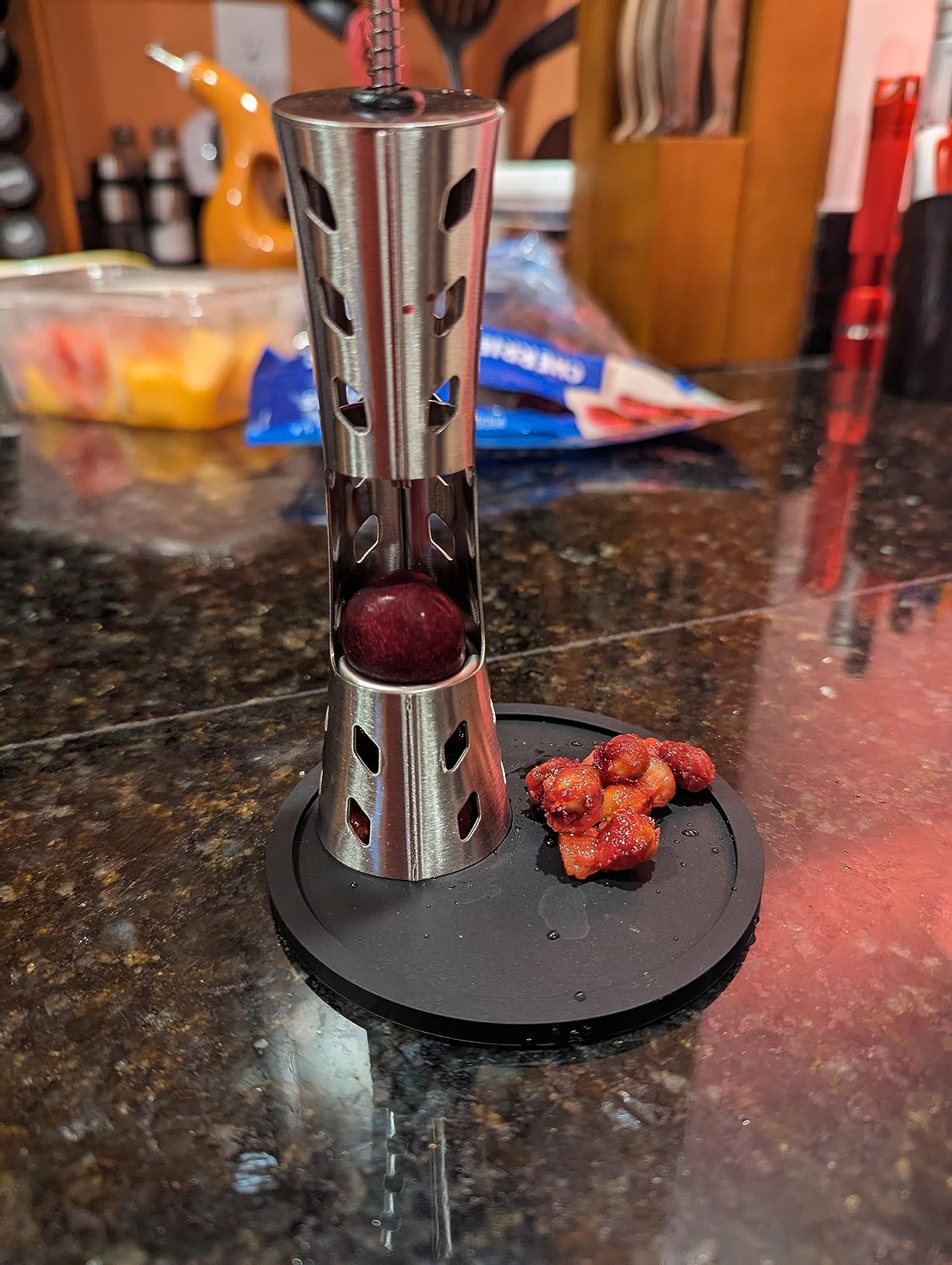 Newness Cherry Pitter, Premium Cherry Pitter Remover Tool, 304 Stainless Steel Cherry Seed Remover, Durable Cherry Stoner Fruit Pit Corer Deseeder Kitchen Tool, Press Type, More Labor Saving customer photo 1