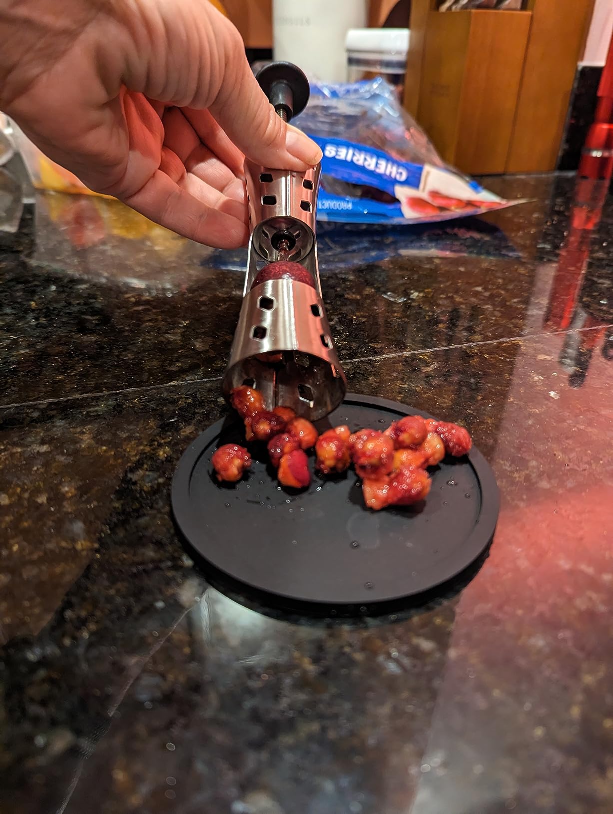 Newness Cherry Pitter, Premium Cherry Pitter Remover Tool, 304 Stainless Steel Cherry Seed Remover, Durable Cherry Stoner Fruit Pit Corer Deseeder Kitchen Tool, Press Type, More Labor Saving customer photo 2
