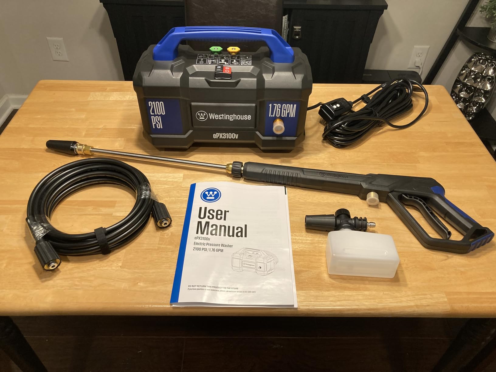 Westinghouse ePX3100v Electric Pressure Washer, 2100 Max PSI 1.76 Max GPM, Built-in Carry Handle, Detachable Foam Cannon, Pro-Style Steel Wand, 3-Nozzle Set customer photo 1
