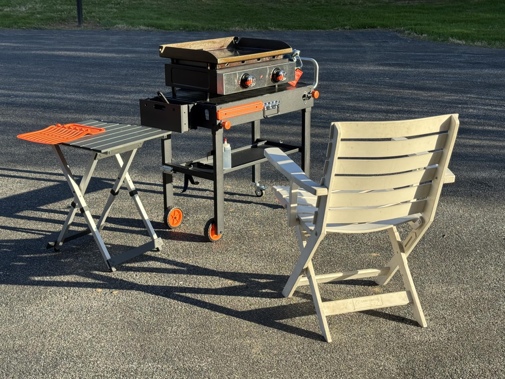 Portable Outdoor Grill Table, Folding Grill Cart Solid and Sturdy, Blackstone Griddle Stand Large Space, Blackstone Table with Paper Towel Holder, Grill Stand for Blackstones Griddle, Ninja Grills etc customer photo 1
