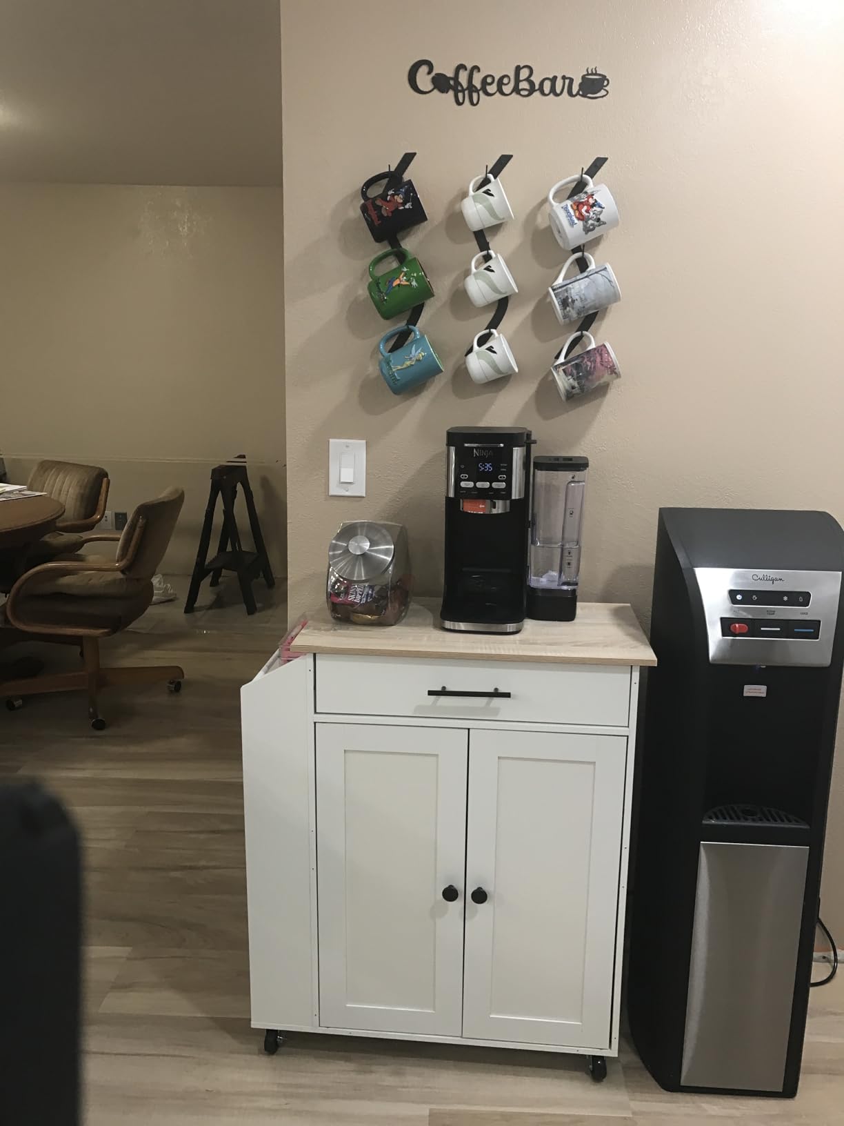 HOOBRO Kitchen Island with Power Outlet, Kitchen Storage Island with Spice Rack and Drawer, Rolling Kitchen on Wheels, for Home, Dining Room, Natural and White WN82UZD01G1 customer photo 2