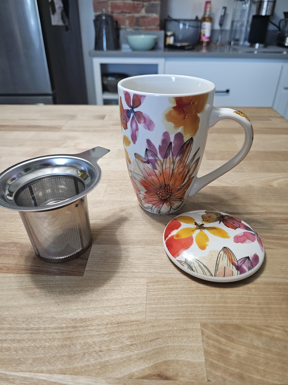 GBhome Tea Mug with Infuser and Lid, 18 Ounce Large Ceramic Loose Leaf Cup, Microwave, Dishwasher Safe, Perfect for Tea Lovers customer photo 1