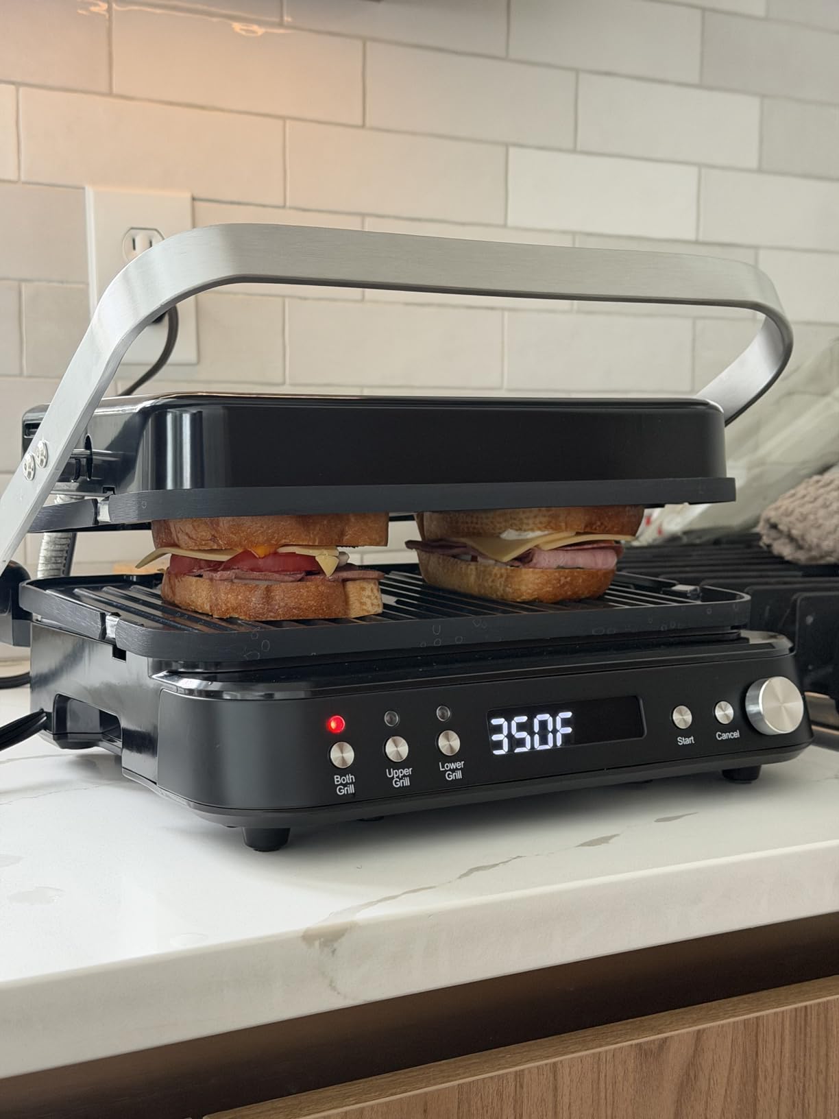 GreenPan 6-in-1 Multifunction Removable Plate Indoor Grill & Electric Griddle, Diamond Infused PFAS Free Ceramic Nonstick Reversible Plates, Opens Flat, Adjustable Temp, Panini Press, Black customer photo 2